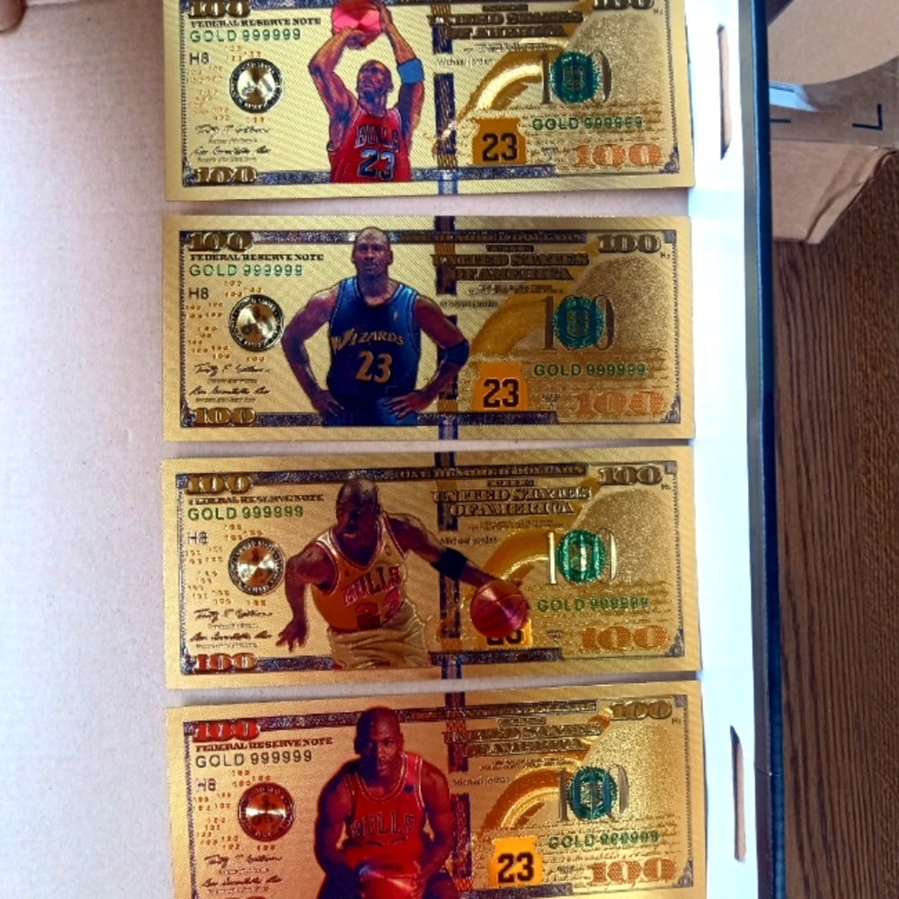 🏀🏆Michael Jordan "24KT Gold - $100  Banknote" Card Set🏆🏀 Last Set Available!